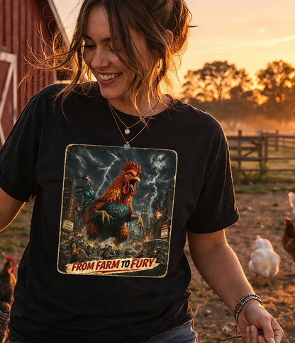 Chicken Shirt From Farm to Table Rooster Pecking Order Shirt, Dinosaur Monster Movie Poster Design, Funny Farm Life