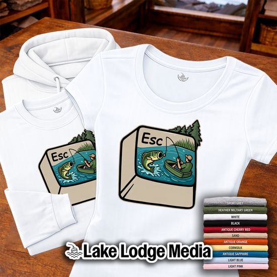 Escape Key Fishing Long Sleeve Shirt, Bass Fishing Graphic Tee, Angler Gift Shirt, Outdoors Lake Camping Tee, Fisherman Humor