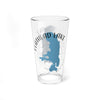 Clear glass pint glass with Flathead Lake silhouette and text.