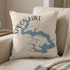 Pillow with Spoon Lake, Illinois map and compass graphic.