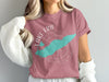 Pink t-shirt featuring LAKE ERIE map with compass and New York text.
