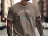 Brown t-shirt with Wheeler Lake Alabama compass design and blue lake outline.