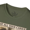 Fly Fishing Cast All Your Cares Upon the Lord Scripture T-Shirt | 1 Peter 5:7 Bible Verse for Fisherman, Father's Day