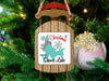 Sled ornament with "Merry Christmas From Shaver Lake" text and map graphic.