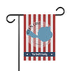 Garden flag with red and white stripes, Glen Lake map, and "The Smith Family" text.