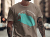 Brown t-shirt featuring Round Valley Reservoir outline and New Jersey text.