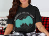 Black t-shirt featuring Diamond Valley Lake California map and compass graphic.