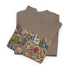 USA 250th Anniversary Land of the Free Because of the Brave T-Shirt | Patriotic Fourth of July Scrapbook Collage Design