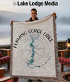 Blanket featuring Flaming Gorge Lake map with compass design and "Wyoming" text.