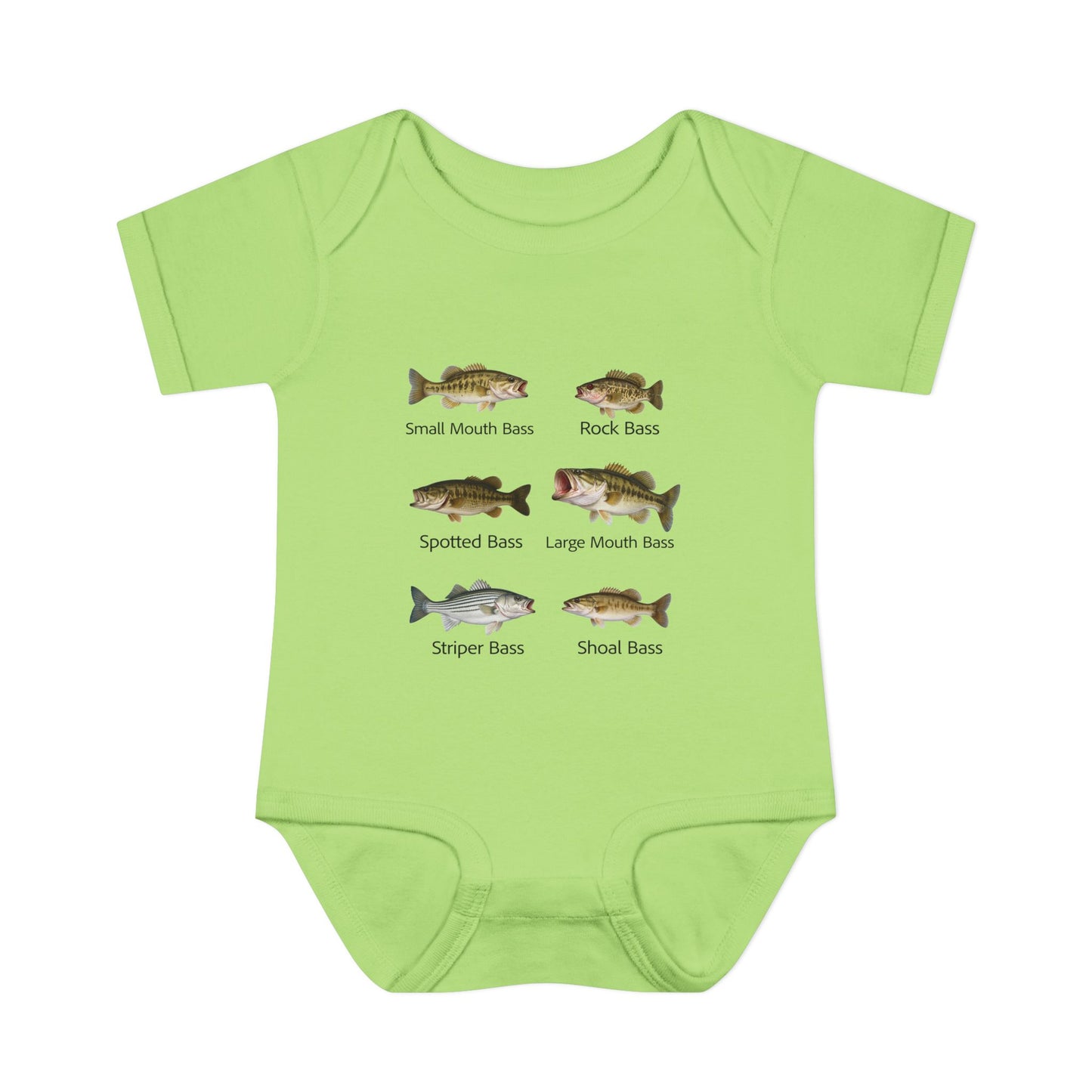 Bass Fish Cute Baby Infant Bodysuit Onesie | Smallmouth, Rock, Spotted, Striper, Largemouth Bass Cool Fishing Baby Onesie