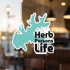 Turquoise silhouette sticker with black text: Herb Parsons Life.