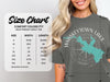 Comfort Colors 1717 heavyweight adult tee size chart showing width and length in inches.