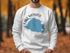White sweatshirt with Lake Monroe Florida map and compass design.