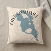 Cream pillow with blue Lake Kissimmee map graphic and "Florida" text.