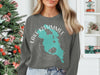 Grey sweatshirt with teal Lake Kissimmee, Florida map graphic and compass rose graphic.