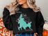Shaver Lake California map graphic on black crewneck sweatshirt.