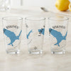 Three clear glasses feature blue map outlines of California and "Lake Siskiyou" text.