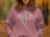 Pink hoodie with Lake Coeur d'Alene Idaho map and compass graphic.