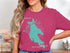 Newfoundland Lake map in teal on a pink t-shirt with "Beautiful Newfoundland Lake, New Hampshire" text.