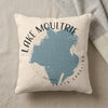 Pillow with Lake Moultrie map and "South Carolina" text