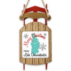 Sled ornament with "Merry Christmas from Lake Derwentwater" and a turquoise lake outline.