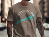 Huntington Lake California graphic on a tan t-shirt with compass design.