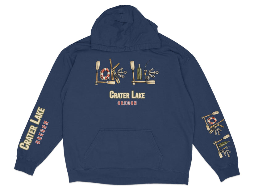Crater Lake Oregon hoodie with lake and outdoor graphics.