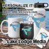 Mug, tumbler, water bottle, and sticker with "Lake Cuyamaca" design.