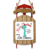 Sled ornament with "Merry Christmas From Lake Dunmore" and turquoise state-shaped fill.