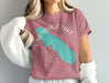 Pink t-shirt with Onondaga Lake map and compass graphic, New York text.