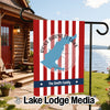 Garden flag with red and white stripes, Ross Barnett Lake map, and "The Smith Family."