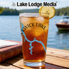 Glass of iced tea with a lemon slice, featuring "Pickwick Lake" and a map graphic.