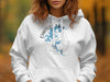 White hoodie with distressed "CHATUGE LAKE NORTH CAROLINA" compass graphic.