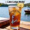 Glass of iced tea with "Smithville Lake" and compass design, by Lake Lodge Media.