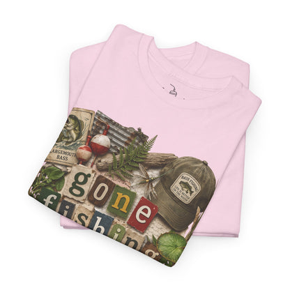 Gone Fishing T-Shirt | Scrapbooking Letters Retro Vintage Design | Retirement and Father's Day Shirt