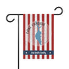 Red and white striped garden flag featuring Lake Cascade Idaho shape and "The Smith Family".
