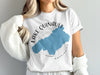 White t-shirt with Lake Quinault Washington map graphic and compass design.