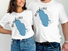 White t-shirts with "Black Lake New York" graphic and compass rose design.