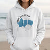White hoodie with Walden Pond Massachusetts graphic and compass rose design.