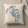 Light cream pillow with blue Lake Tapps map graphic and "Washington" text.