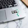 Bartlett Life sticker with lake outline and copyright information applied to a laptop.