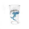 Clear glass pint glass with "Silverwood Lake California" and a blue map graphic.