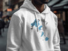 White hoodie featuring a compass design with "Madison Lakes Wisconsin" and lake shapes.