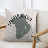 Pillow with a map of Lake Istokpoga, Florida and compass rose graphic.