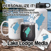 Personalized Alta Lake mug, tumbler, and water bottle with compass graphic.