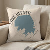 Throw pillow with Lake Hefner map and "Oklahoma" text.