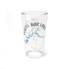 Clear glass pint glass with Watts Bar Lake map and compass design.