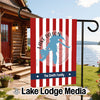 Garden flag with red and white stripes, Lake Dillon Colorado map, and "The Smith Family".