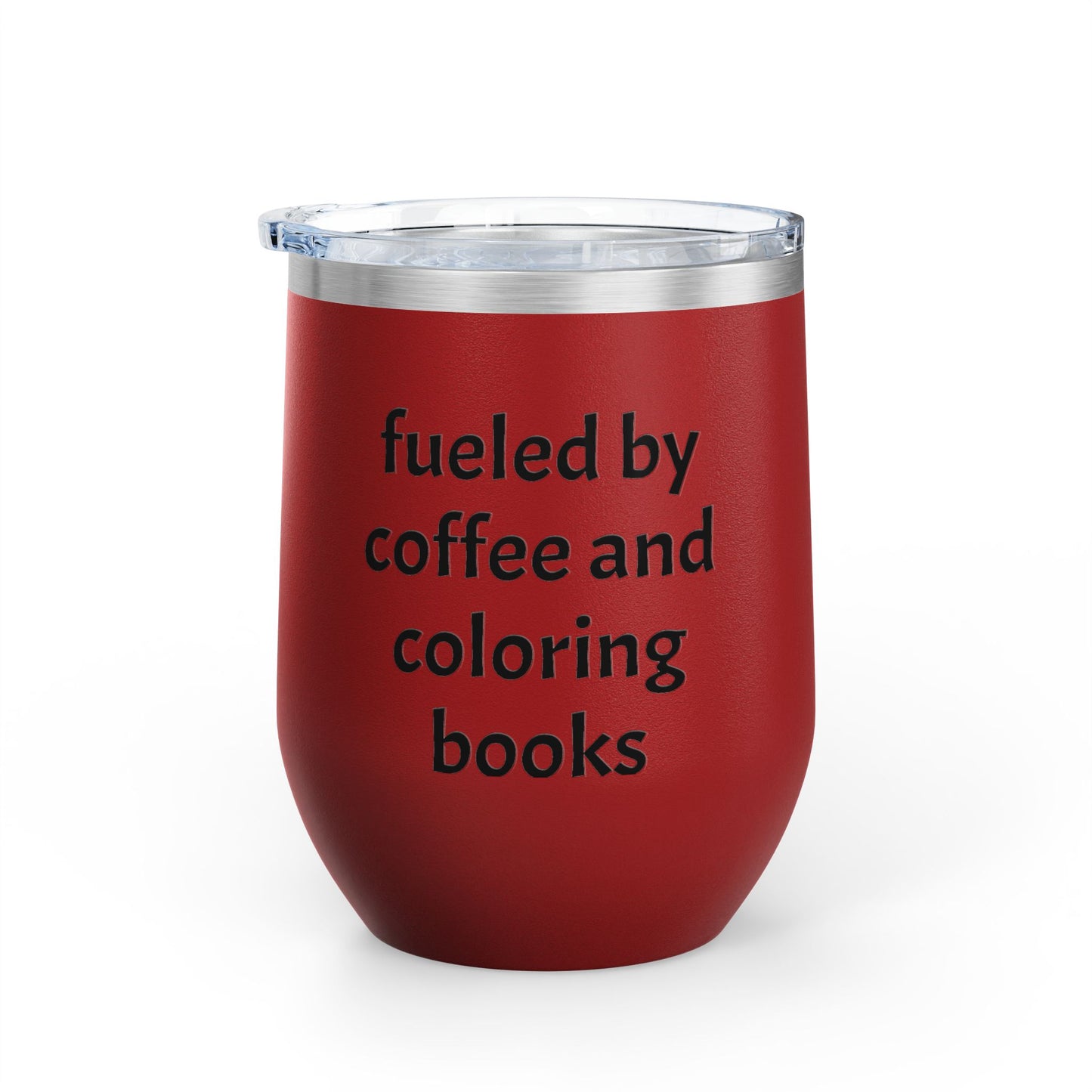 Charming Coffee Wine Tumbler with Lid for Coloring Book Lovers, Heart and Latte Design, Stainless Steel