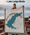 Tapestry blanket with Ross Barnett Lake Mississippi map and compass design.